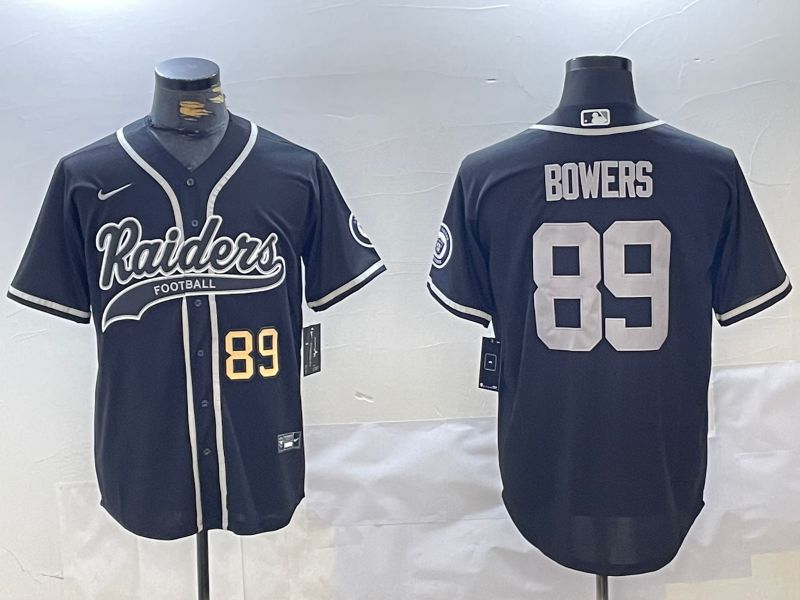 Men Oakland Raiders 89 Bowers Blue Joint Name 2024 Nike Limited NFL Jersey style 2